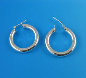 Sleek! Sterling Silver Hinged 29mm Hoop Earrings 9771 - PremiumBead Primary Image 1