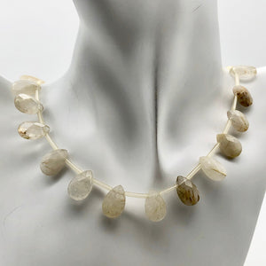 Shine! Natural Faceted Rutilated Quartz Briolette Bead Strand - PremiumBead Alternate Image 2