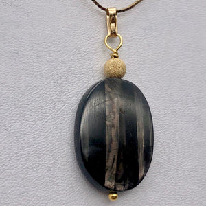 Hypersthene 14Kgf Pendant |1 3/4 inch long | Silver-black | Oval | 1 Pendant | - PremiumBead Alternate Image 6