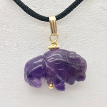 Load image into Gallery viewer, Amethyst Hand Carved Bison / Buffalo 14K Gold Filled 1&quot; Long Pendant 509277AMG - PremiumBead Alternate Image 5
