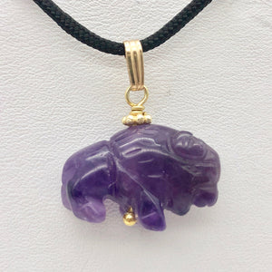 Amethyst Bison Pendant Necklace | Semi Precious Stone Jewelry | 14k Pendant - PremiumBead Alternate Image 5
