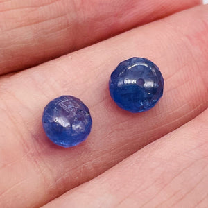 Tanzanite Smooth Rondelle 7.4tcw AAA Beads | 8 to7x4mm | Blue | 2 Beads |