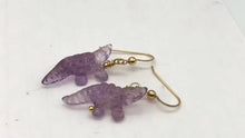 Load and play video in Gallery viewer, Fun! Amethyst Alligator 14Kgf Earrings | 1 5/8&quot; long | Purple |
