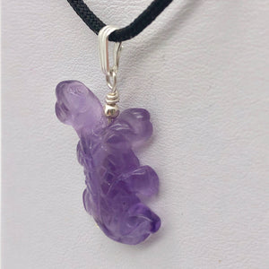 Charming Carved Natural Amethyst Lizard and Sterling Silver Pendant 509269AMS - PremiumBead Alternate Image 6