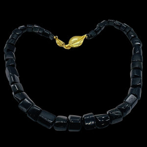 Tourmaline 14K Gold Filled Carved Nugget Necklace | 18 inch | Black | 1 |