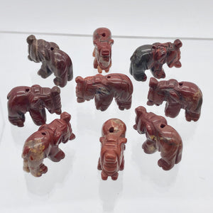 Wild 2 Hand Carved Brecciated Jasper Elephant Beads | 21x14.5x9mm | Red - PremiumBead Alternate Image 10