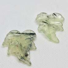 Load image into Gallery viewer, Hand Carved 2 Green Prehnite Leaf Beads W Long Dendrites 10532D - PremiumBead Primary Image 1
