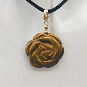 Hand Carved Tigereye Rose Flower 14K Gold Filled Pendant | 1.5" Long | 509290TEG - PremiumBead Alternate Image 7