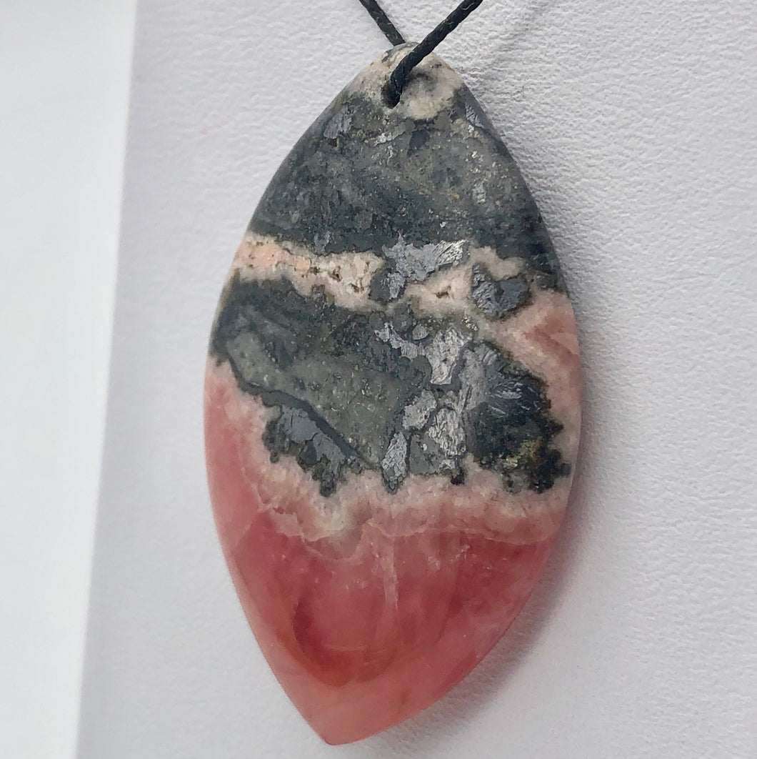 80cts Natural Red Rhodochrosite 43x28mm Pendant Bead - PremiumBead Primary Image 1