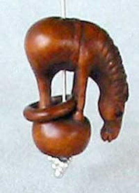 Carved & Signed Horse W/Loop Boxwood Ojime/Netsuke Bead - PremiumBead Primary Image 1