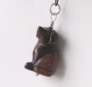 Faithful! Brecciated Jasper Sterling Silver Carved Dog Pendant 509261JPS - PremiumBead Primary Image 1