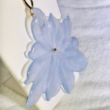 Load image into Gallery viewer, Hand Carved Blue Chalcedony Flower W/ 22K Vermeil Pendant! 509850G - PremiumBead Alternate Image 2
