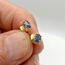 Load image into Gallery viewer, Blue Sapphire 14K Gold Pear shape Earrings | 5x4mm | Blue | Stud | - PremiumBead Alternate Image 3
