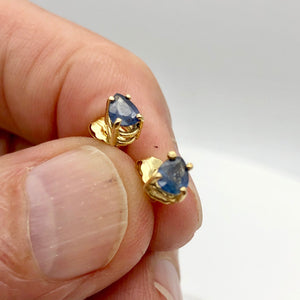 Blue Sapphire 14K Gold Pear shape Earrings | 5x4mm | Blue | Stud | - PremiumBead Alternate Image 3