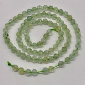 Prehnite Faceted Strand Round | 4 mm | Light Green | 80-90 Beads |