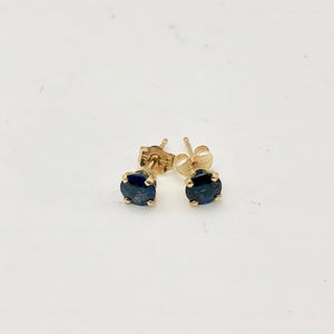 Blue Sapphire 14K Gold Earrings | 5mm | Blue | Stud | - PremiumBead Alternate Image 3