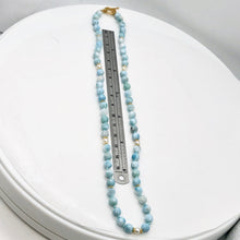 Load image into Gallery viewer, Larimar and Pearl 19 inch Designer Necklace | 19&quot; | Blue White Gold | Necklace

