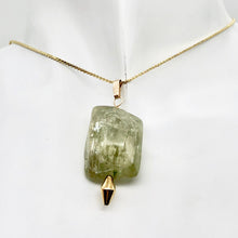 Load image into Gallery viewer, Chatoyant Green Kunzite Faceted Nugget Bead 14K Gold Filled Pendant | 1 1/2&quot; |
