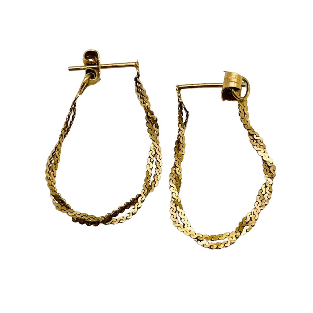 14K Gold Chain Post Earrings | 1