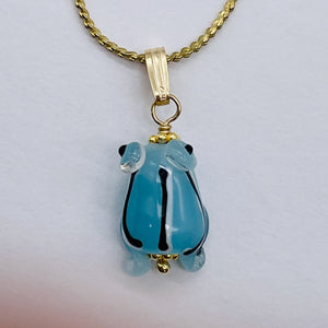 Lampwork Frog 14K Gold Filled Frog | 1" Long | Periwinkle Blue | 1 Pendant |
