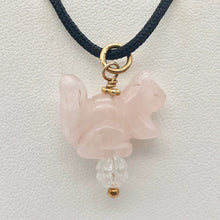Load image into Gallery viewer, Rose Quartz Squirrel Pendant Necklace|Semi Precious Stone Jewelry|14k Pendant
