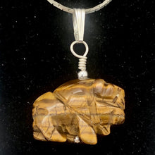 Load image into Gallery viewer, Tigereye Hand Carved Bison / Buffalo Silver Pendant | 21x14x8mm (Bison), 5.5mm (Bail Opening), 1&quot; (Long) | Gold/Brown - PremiumBead Alternate Image 4
