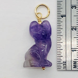Amethyst Kitty Cat Pendant Necklace|Semi Precious Stone Jewelry|14k Pendant