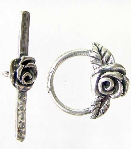 Flora Sterling Silver Rose Flower Toggle Clasp 003953 - PremiumBead Primary Image 1