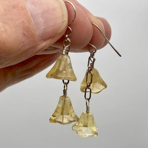 Fine Citrine Bell Flower Solid Sterling Silver Earrings 309242cts2