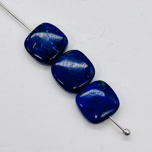 3 Natural Lapis Lazuli Square Coin Beads 8880