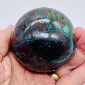 Chrysocolla Cuprite Scry Crystal Round | 65mm | Blue/Copper | 1 Sphere