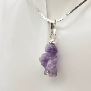 Hand Carved Amethyst Goddess of Willendorf and Sterling Silver Pendant 509287AMS - PremiumBead Alternate Image 2