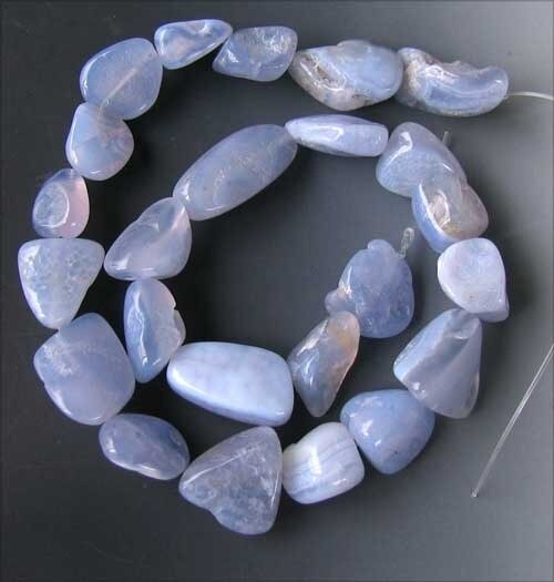Natural Blue Chalcedony Nugget Bead Strand 109854 - PremiumBead Primary Image 1