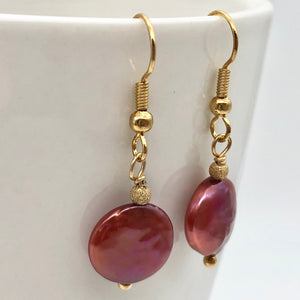 Rusty/Red 12mm Freshwater Pearl and 14k Gold Filled Earrings 307277A - PremiumBead Alternate Image 2