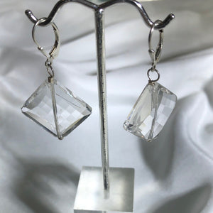Carved Quartz Diamond-Shaped Beads & Silver Earrings 310049A - PremiumBead Alternate Image 2
