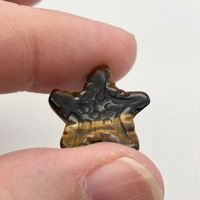 Hand Carved Tigereye Starfish Pendant Beads | 20.5x20.5x7mm | Gold - PremiumBead Primary Image 1