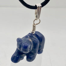Load image into Gallery viewer, Roar! Hand Carved Natural Sodalite Bear Sterling Silver Pendant - PremiumBead Alternate Image 3
