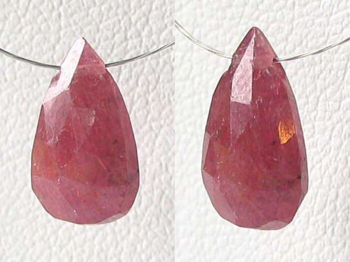 1 Natural Unheated Faceted 5.73 Carats Red Ruby Briolette Bead 8778 - PremiumBead Primary Image 1