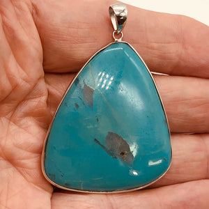 Natural Turquoise 65ct Sterling Silver Pendant | 2 1/4x1 3/4" | Blue/Clear | 1 |