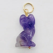 Load image into Gallery viewer, Amethyst Kitty Cat Pendant Necklace|Semi Precious Stone Jewelry|14k Pendant

