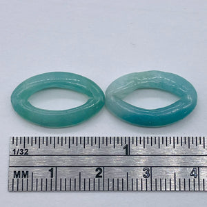 2 Picture Frame Amazonite 20x12x4mm Oval Beads 9368A