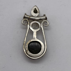 Quartz Labradorite Free Form Pendant | 2" Long | Blue Silver | 1 Pendant |