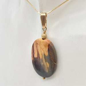 Ancient Forests Mookaite 30x20mm Oval 14k Gold Filled Pendant, 2 inches 506765B - PremiumBead Alternate Image 2