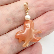 Load image into Gallery viewer, Cartoon Natural Red Carnelian Dangly Octopus 14K Gold Filled Pendant| 1 1/4 &quot; |
