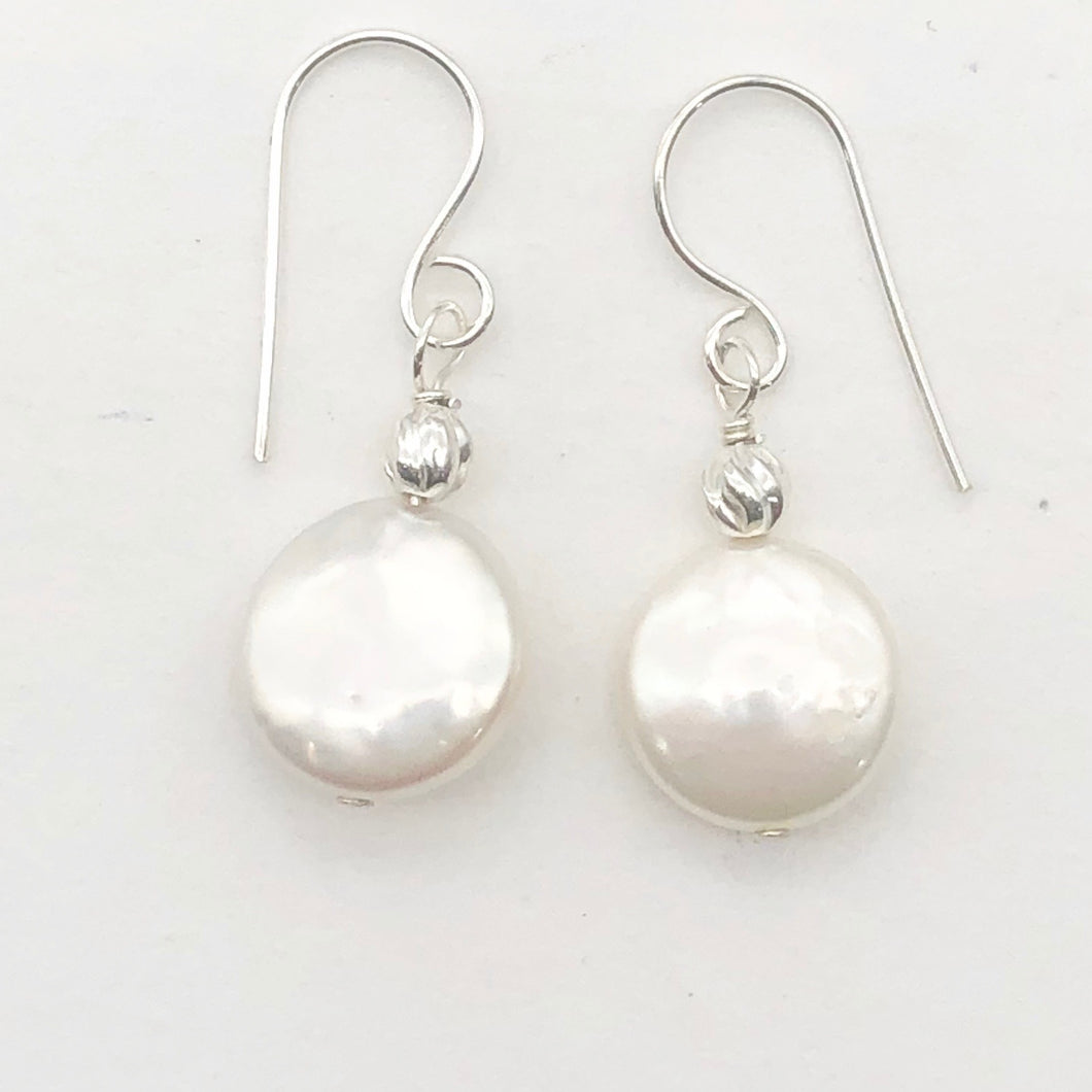 Creamy White Coin FW Pearl Drop/Dangle Earrings | 1 1/4