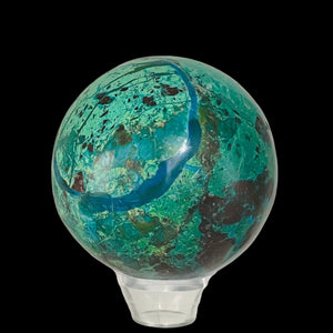 Chrysocolla Cuprite Scry Crystal Round Sphere | 65mm | Blue/Copper | 1 Sphere |