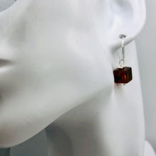 Load image into Gallery viewer, Amber Sterling Silver Cube Bead Earrings | 1 1/2&quot; Long | Red | 1 Pair |
