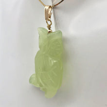 Load image into Gallery viewer, Wisdom Carved Serpentine Jade and 14K Gold Filled Owl Pendant | 1 3/4&quot; (long) - PremiumBead Alternate Image 5
