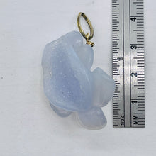 Load image into Gallery viewer, Chalcedony 14K Gold Filled Druzy Crystal Flower Pendant | 1 3/4&quot; Long | Blue |
