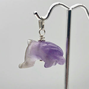 Amethyst Dolphin Sterling Silver Pendant | 1.5" Long | Purple | Dolphin | - PremiumBead Alternate Image 6